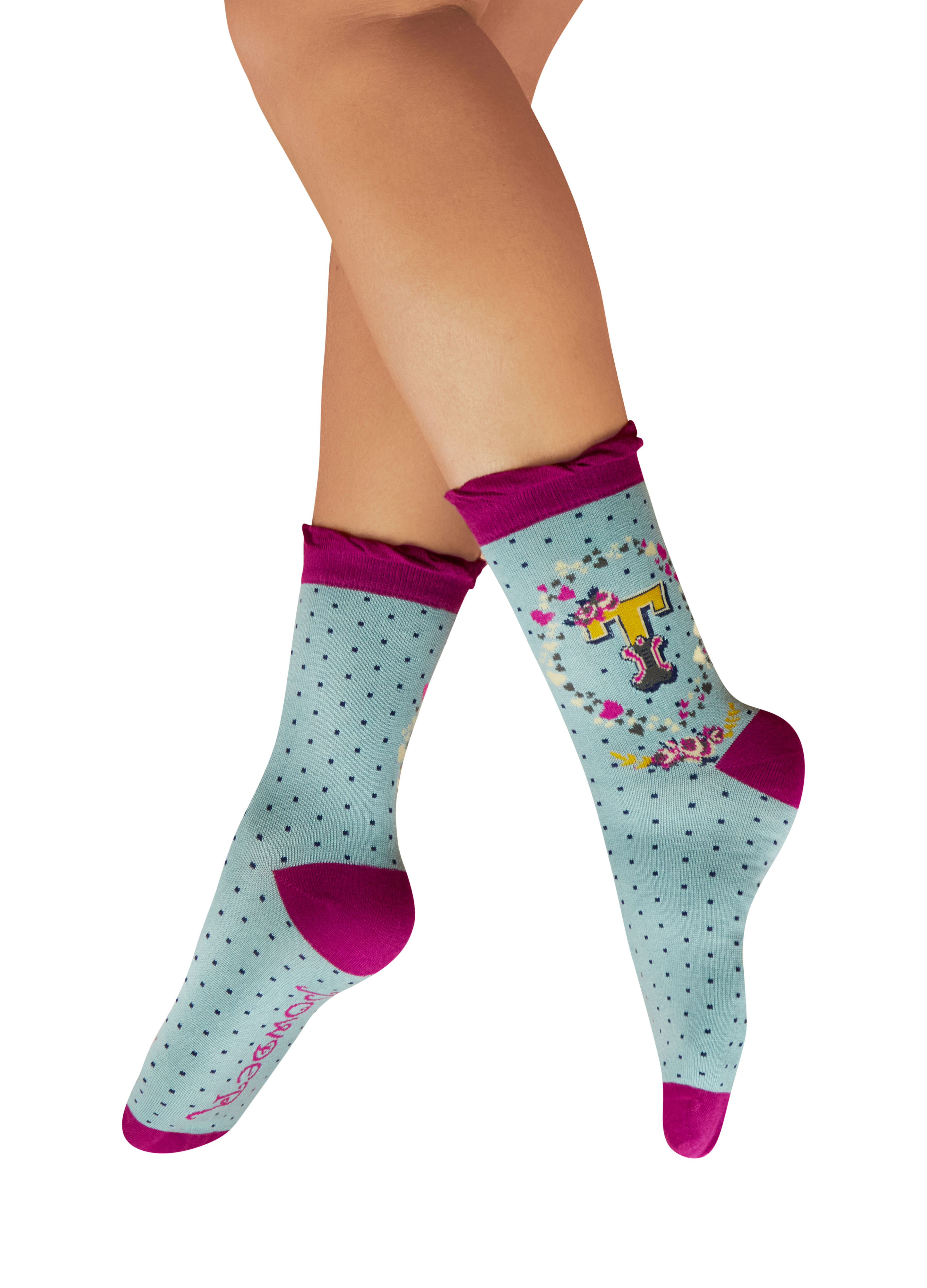 Letter T Ankle Socks