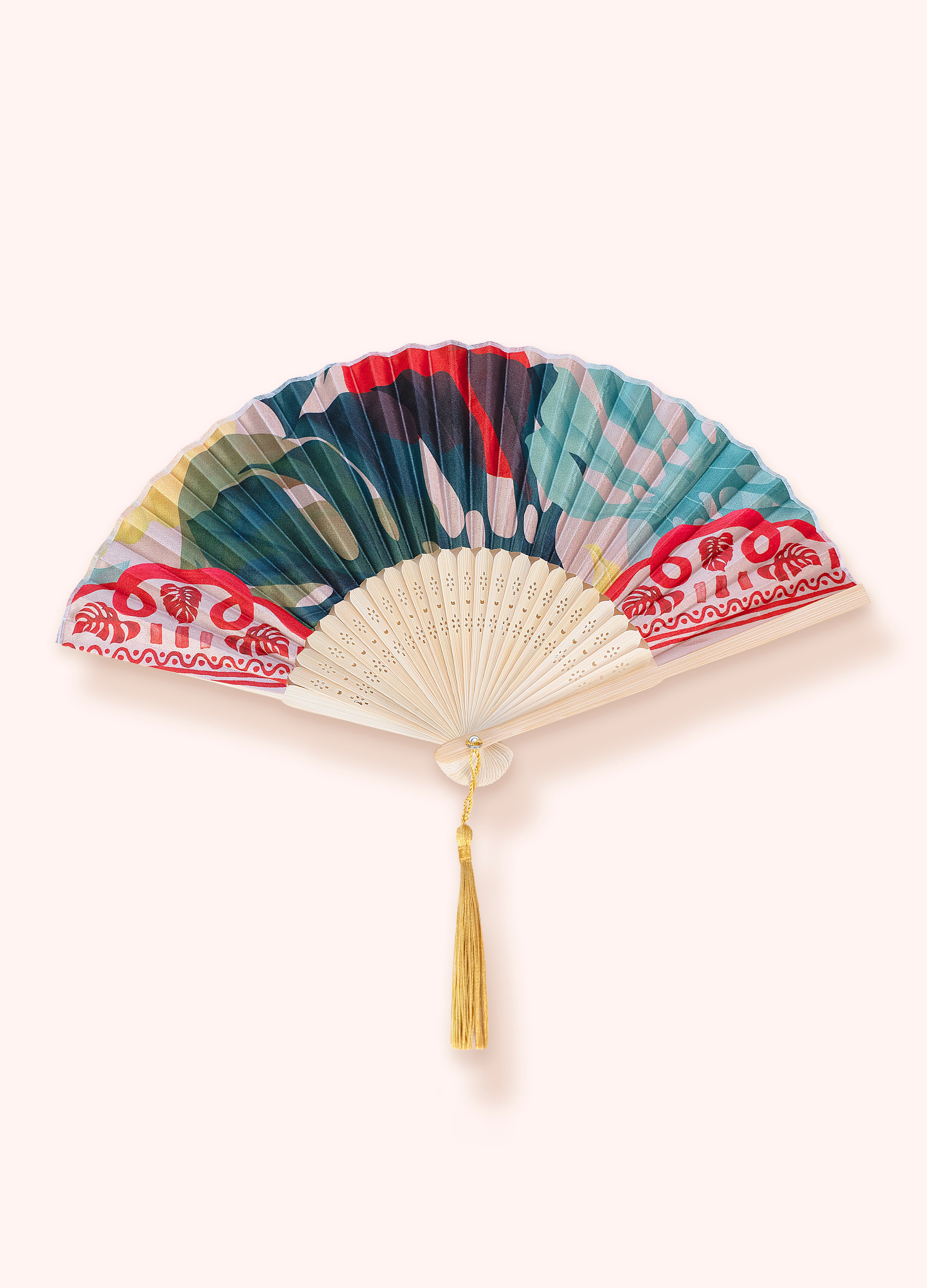 Satin Fan Exotic Leaves
