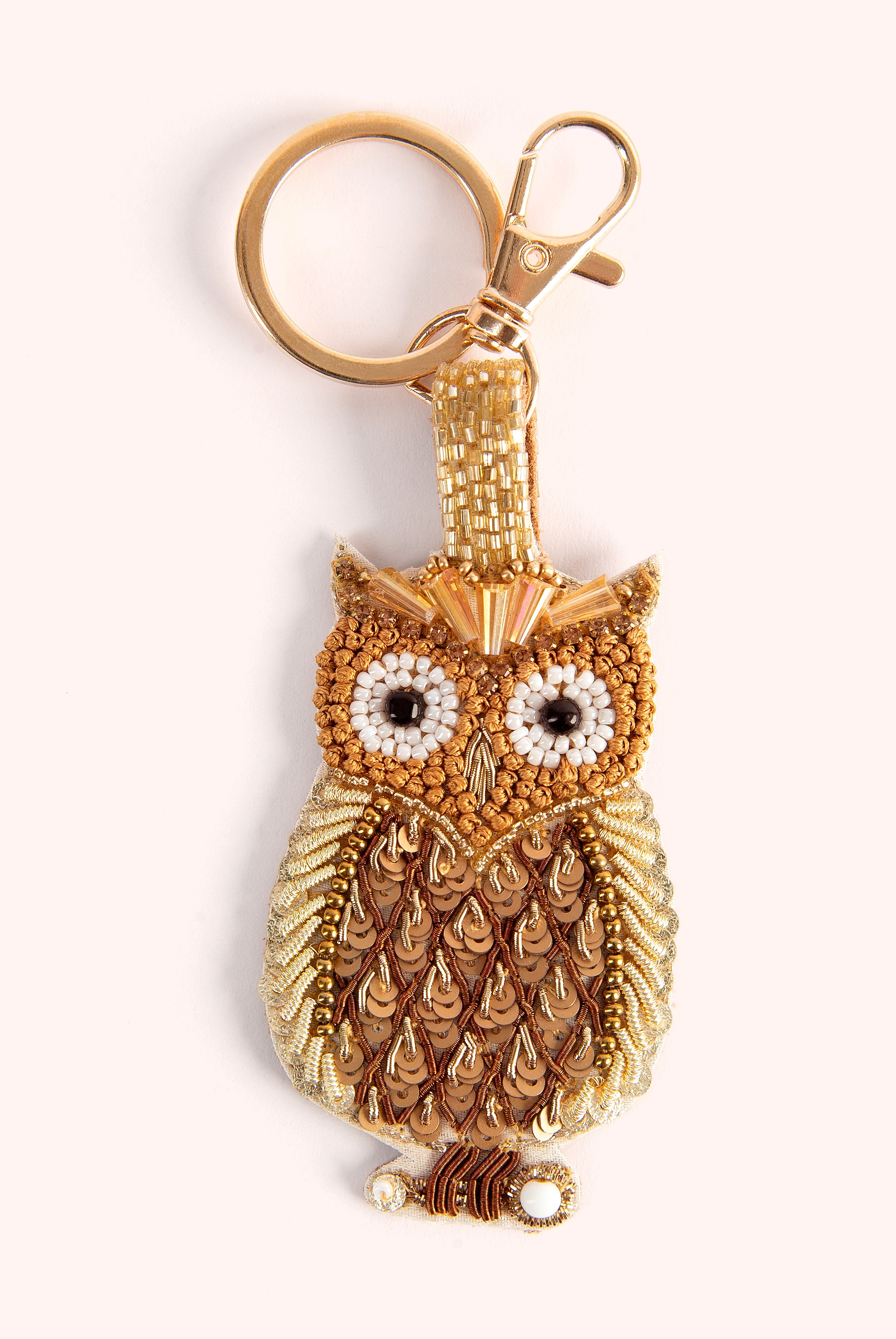 Beaded Keyrings Golden Owl