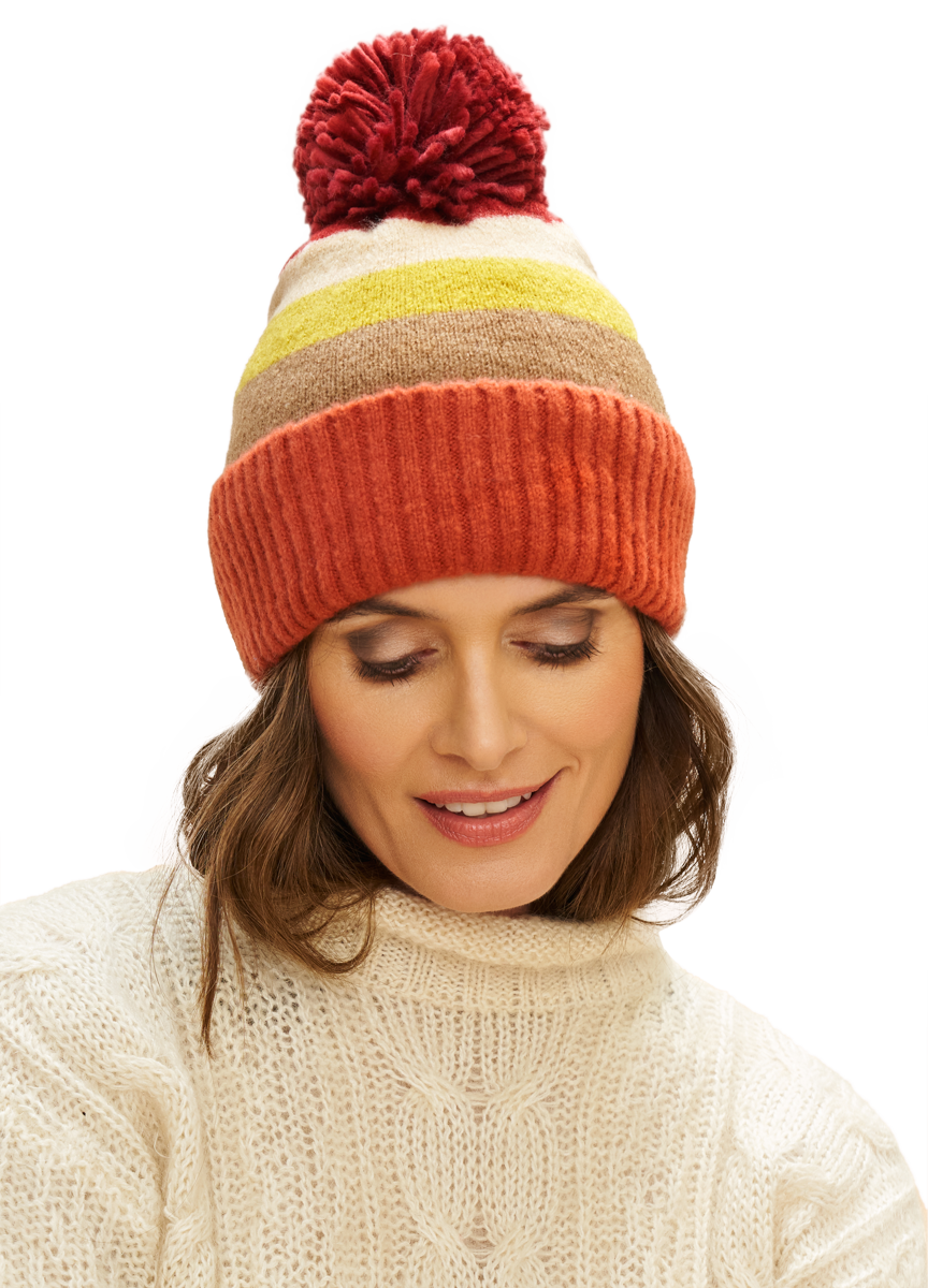 Lilia Bobble Hat Tangerine