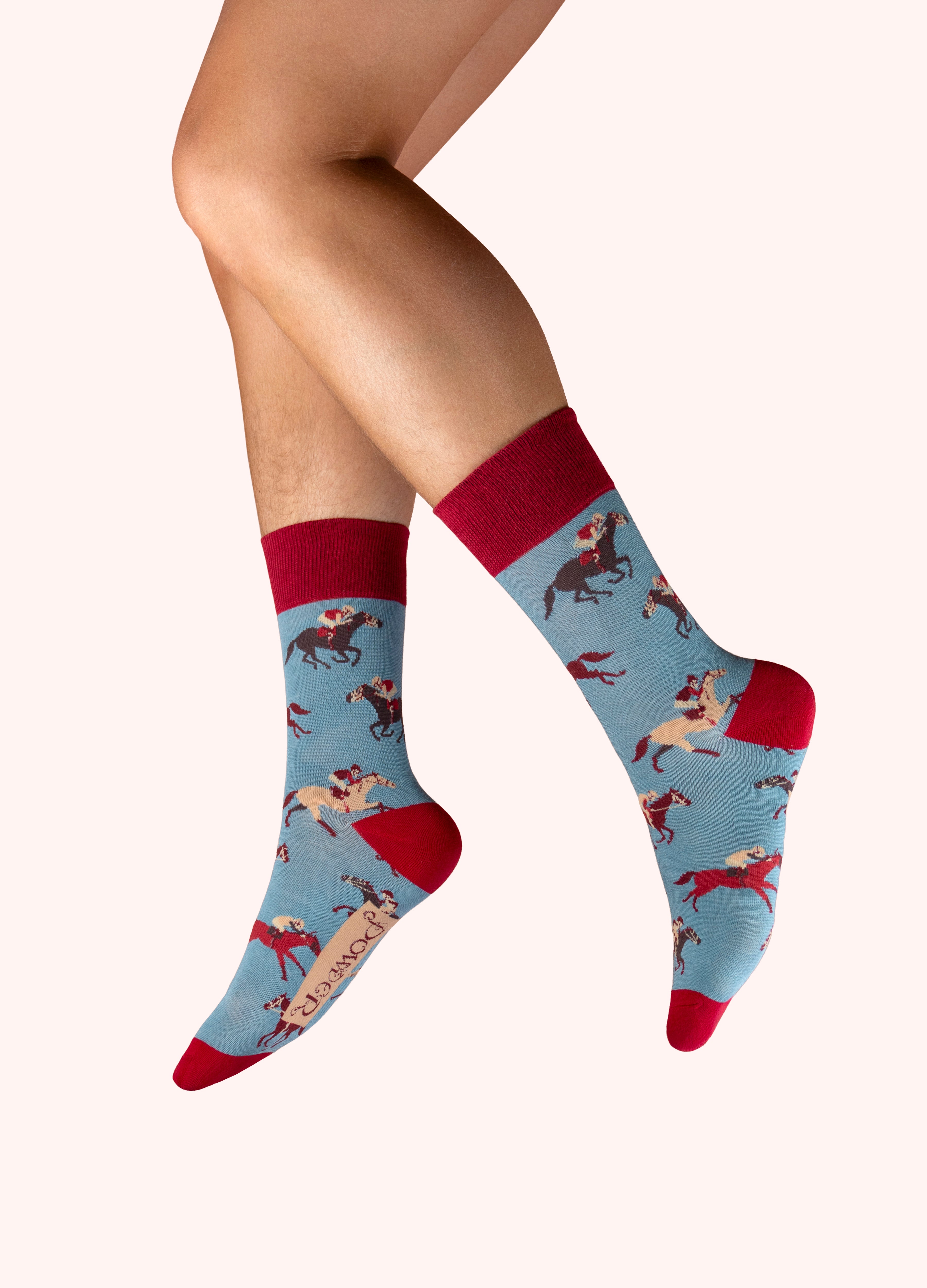 Ankle Socks Vintage Race Horses Denim