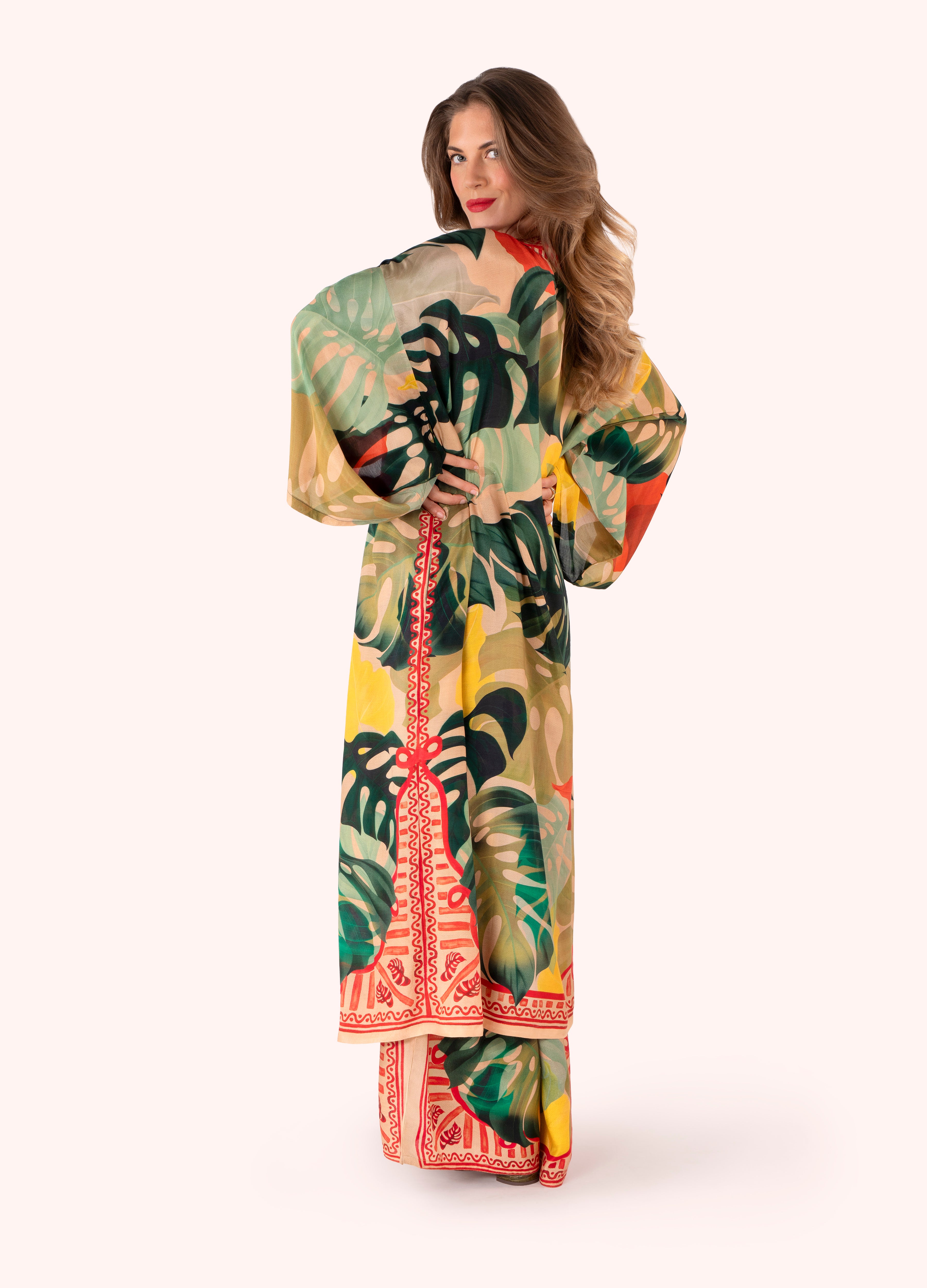 Kimono Gown - Exotic Leaves