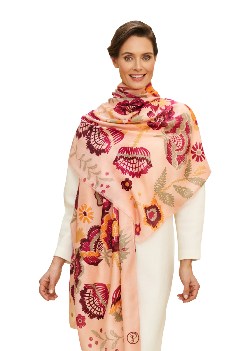 Printed Floral Symmetry Scarf