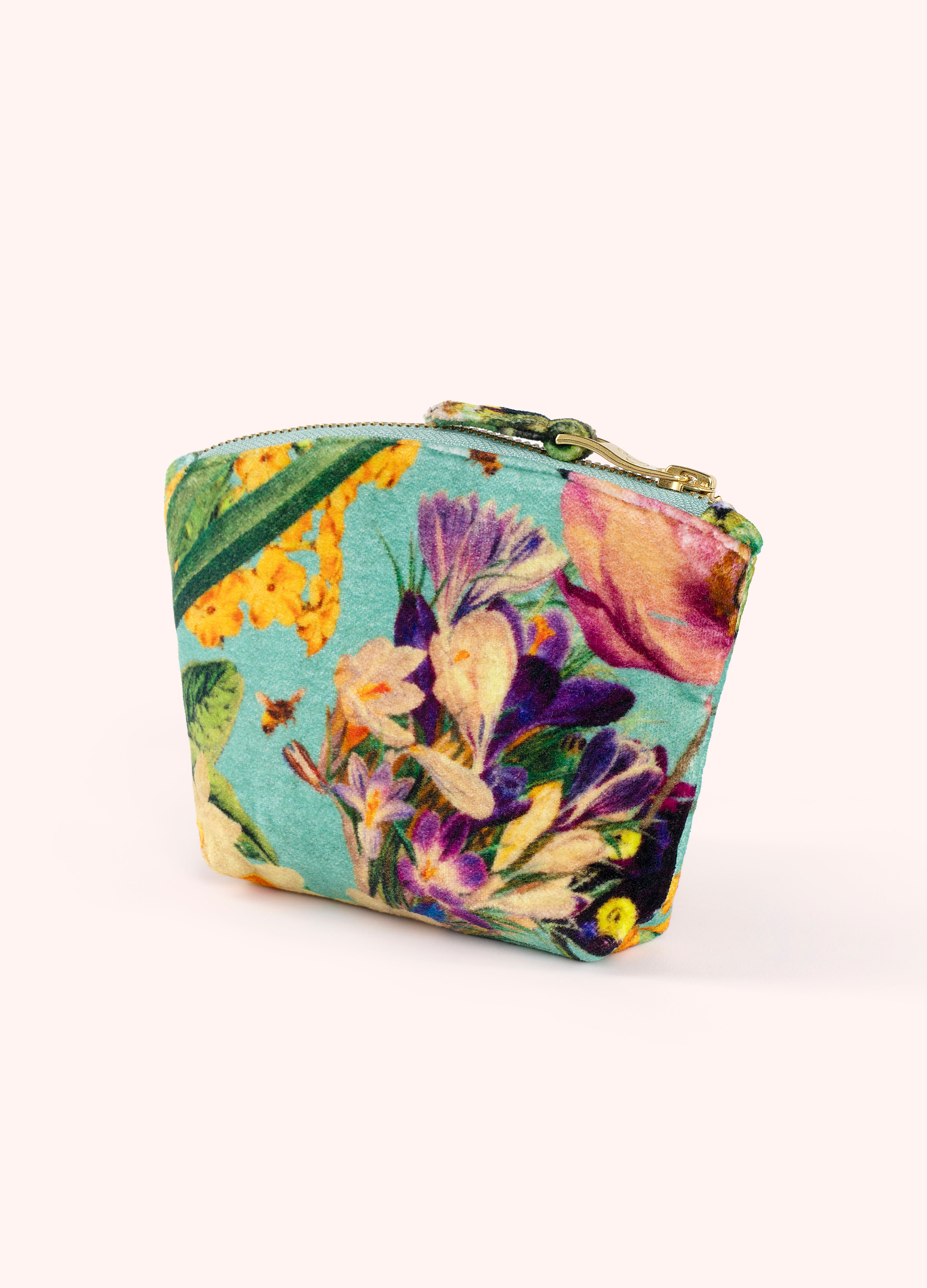 Printed Velvet Mini Pouch - Spring Flora