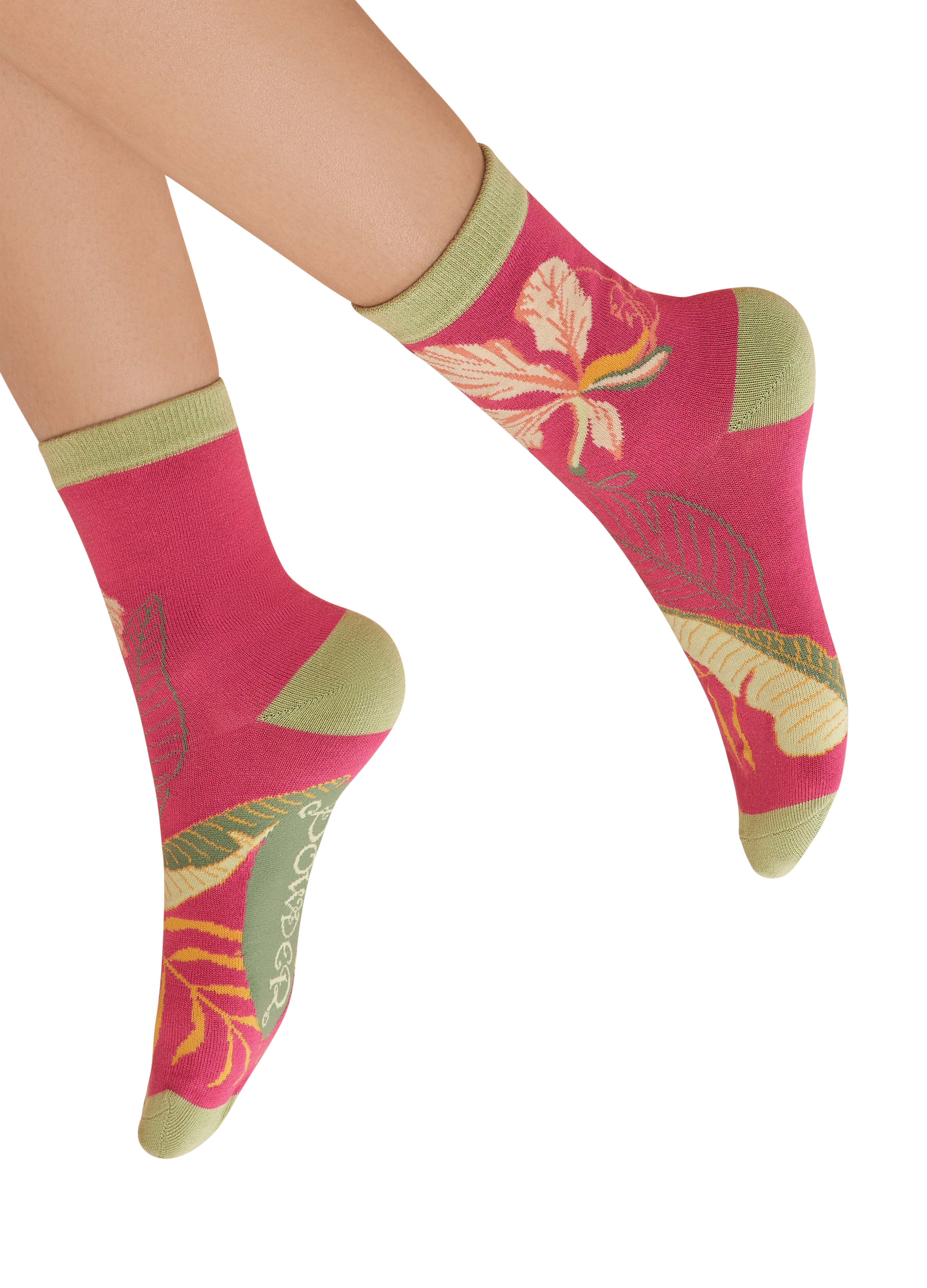 Delicate Tropical Ankle Socks Dark