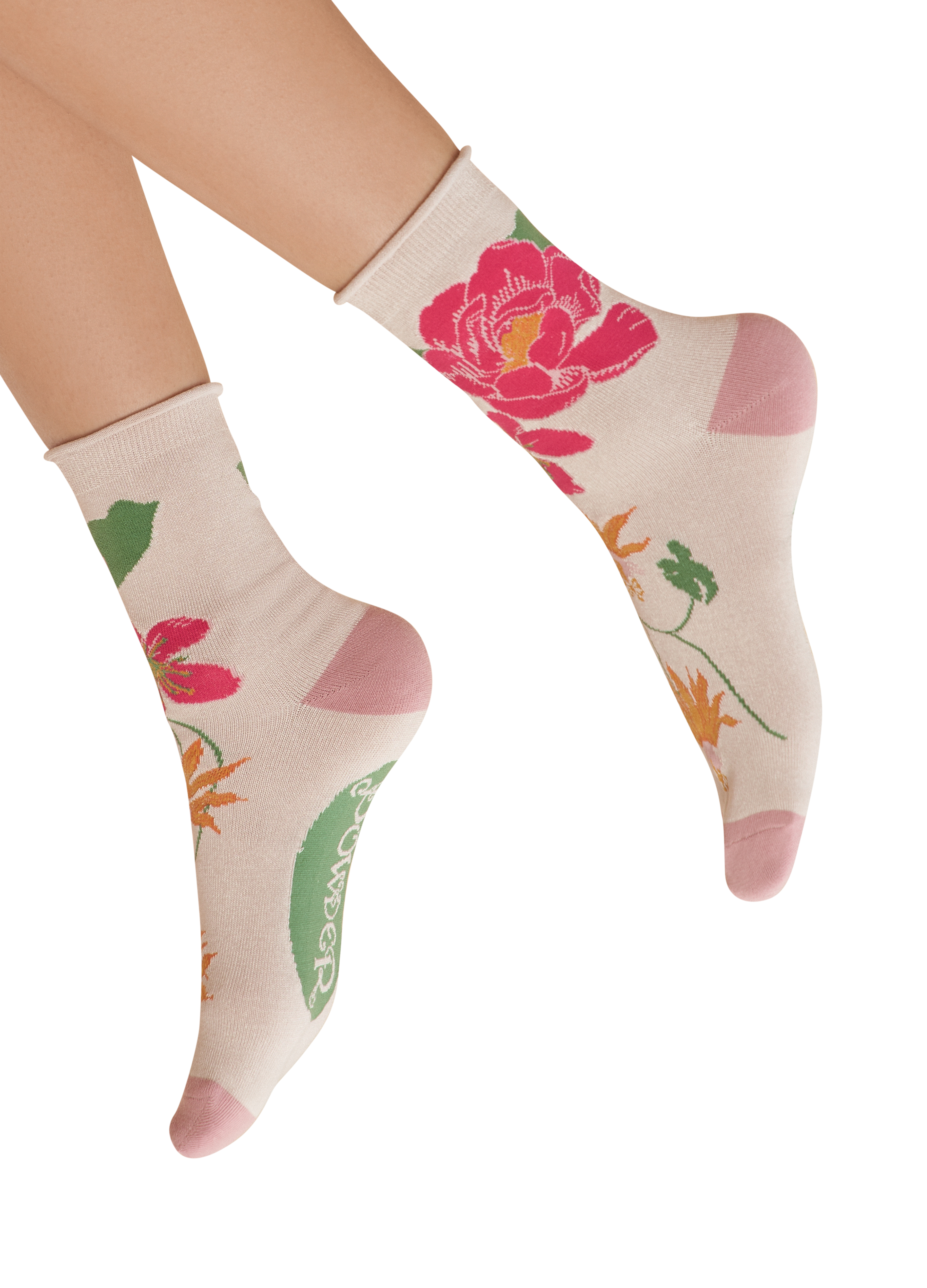 Tropical Flora Ankle Socks Coconut