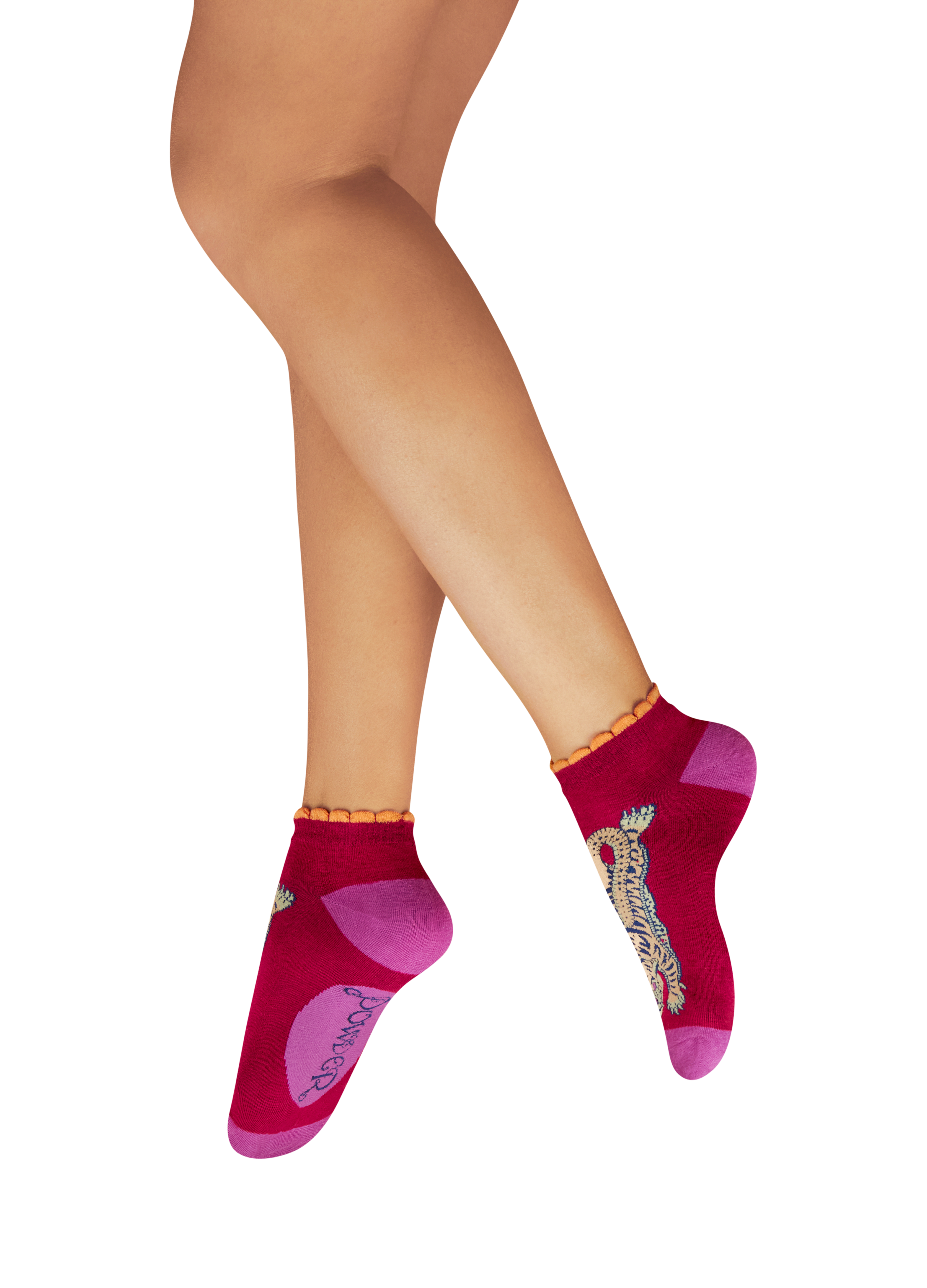 Ladies Trainer Socks - Ikat Tiger - Fuchsia