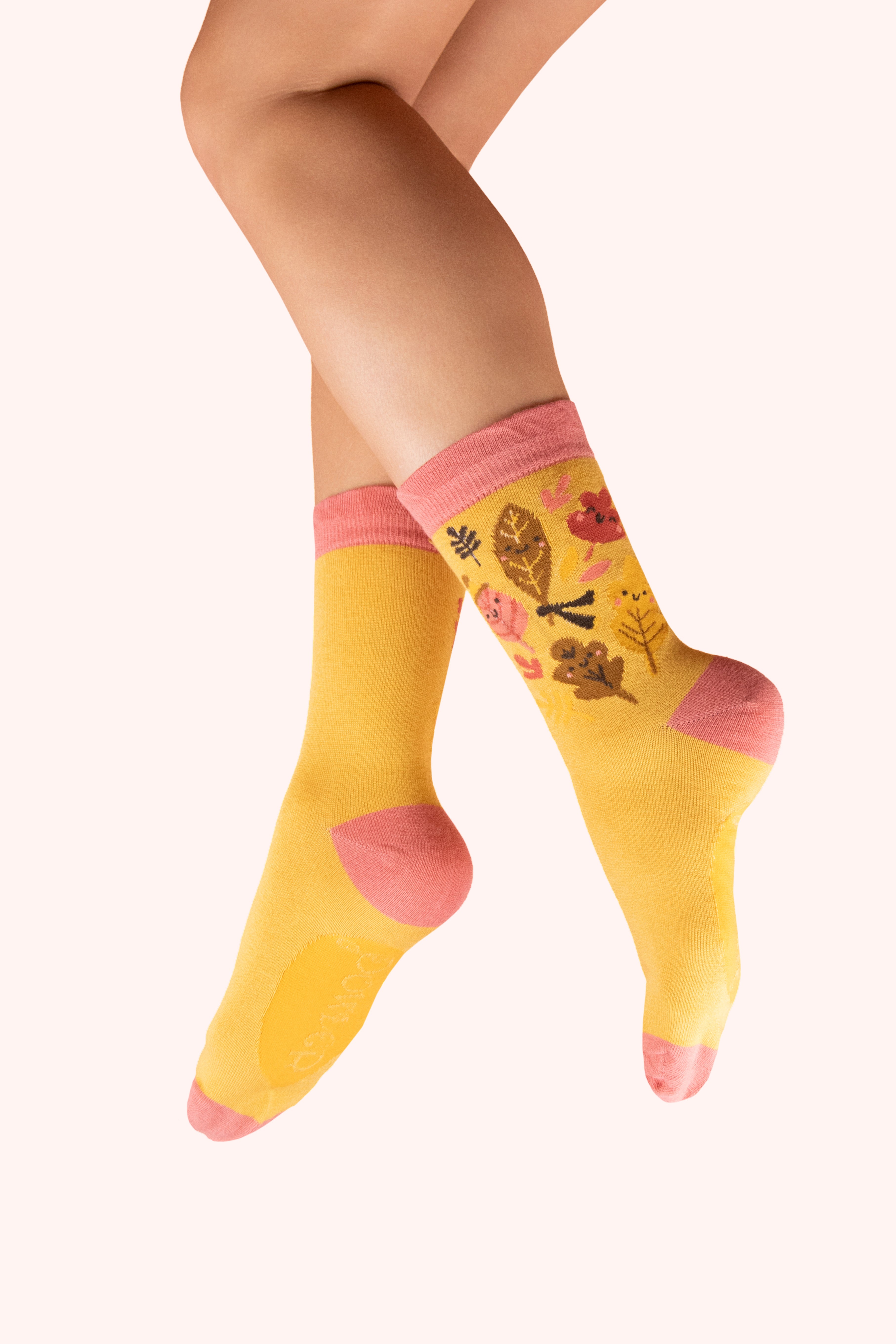 Ankle Socks Happy Leaves Custard