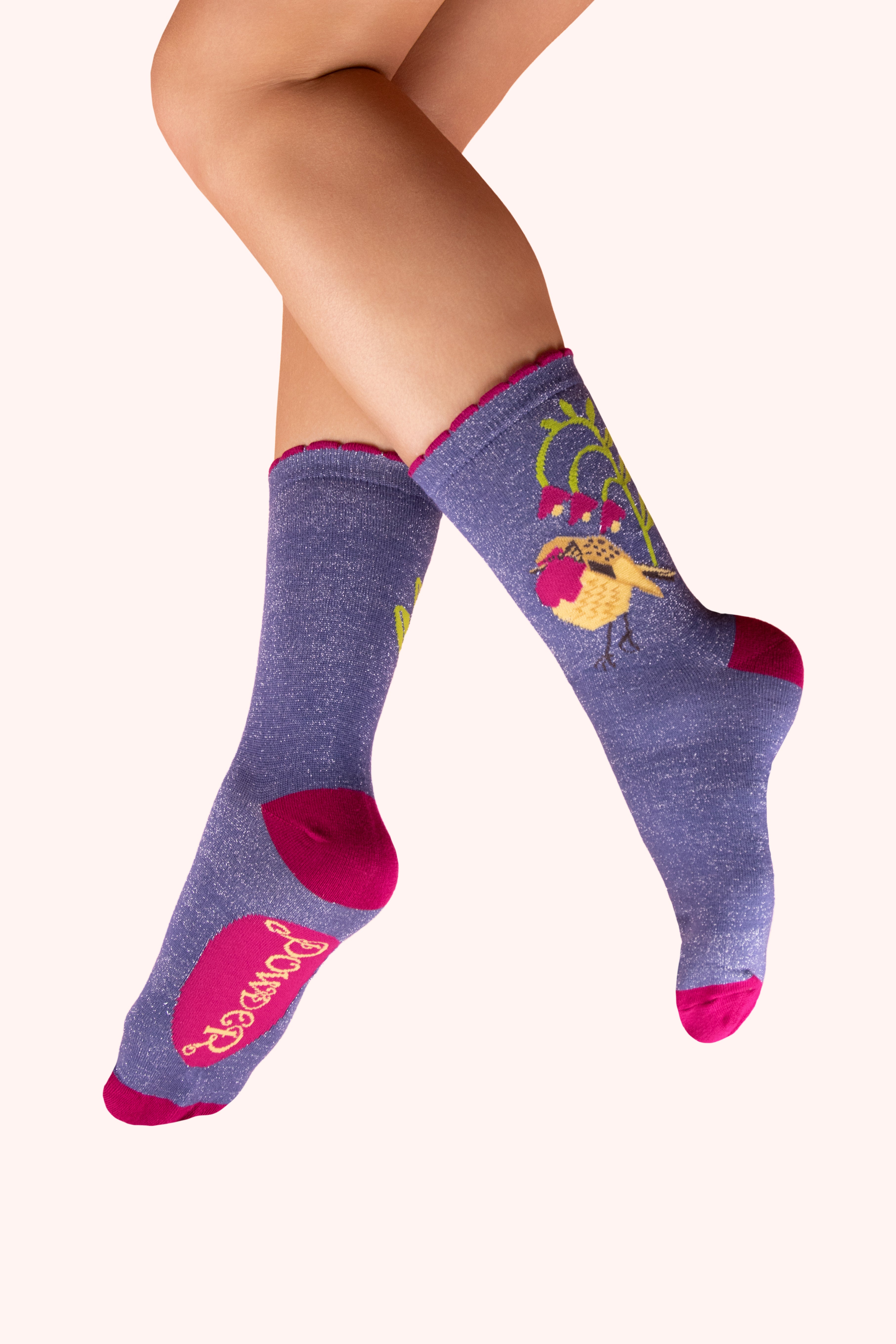Glitter Ankle Socks Robin Breast