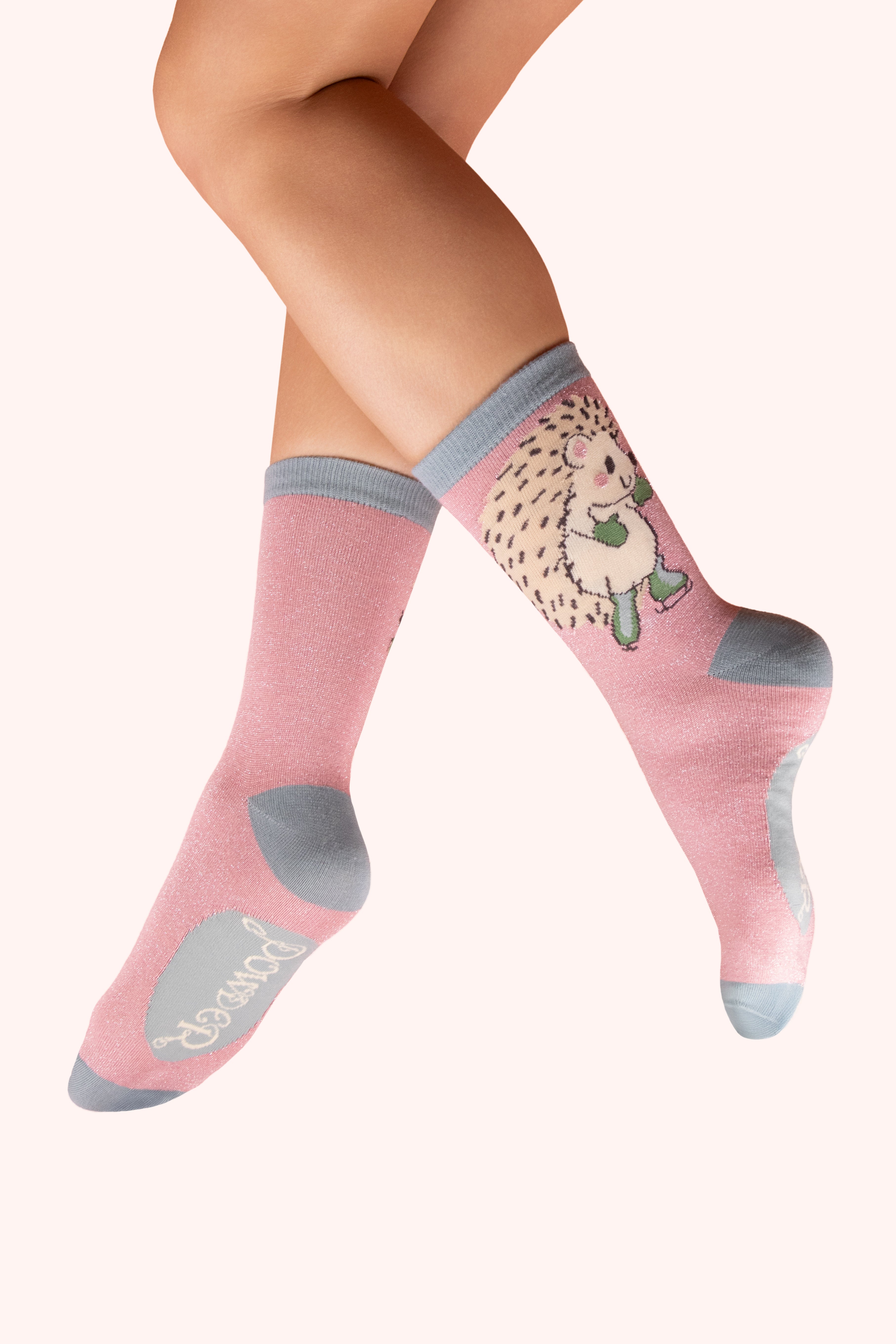 Glitter Ankle Socks Skating Hedgehog