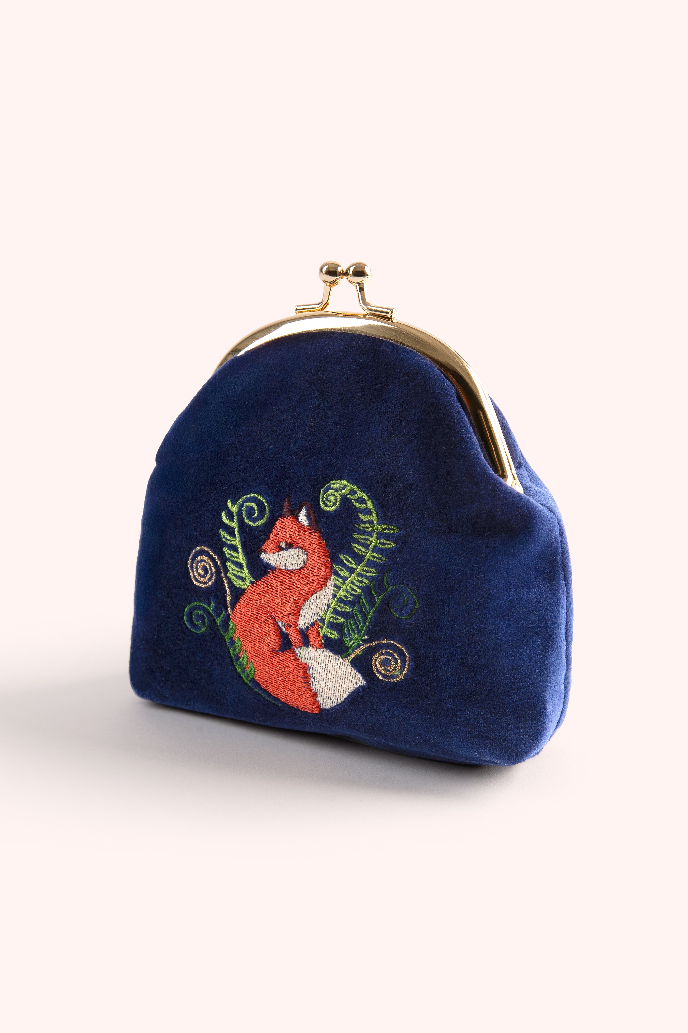 Velvet Coin Purse Elegant Fox