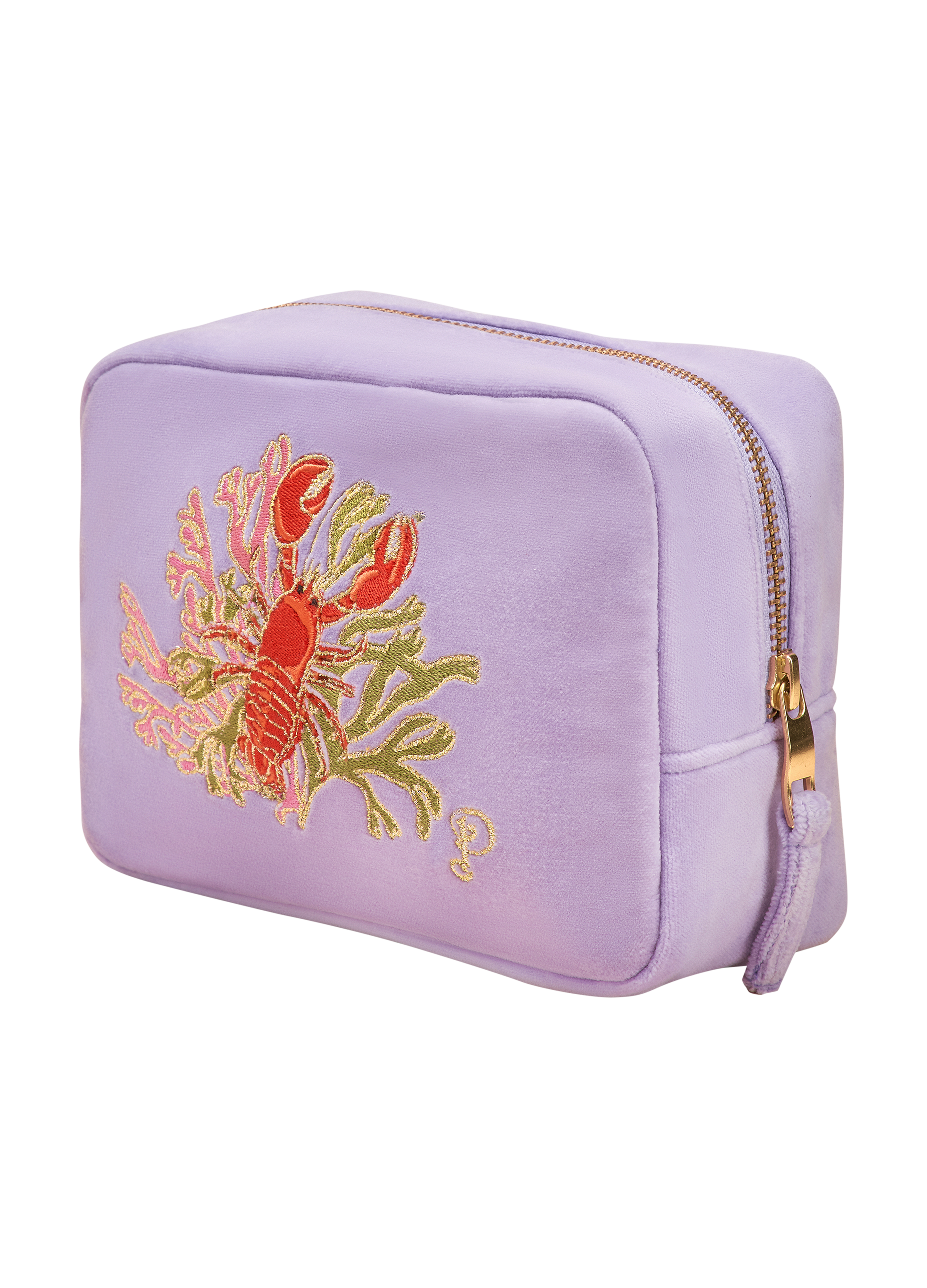 Velvet Embroidered Make Up Bag