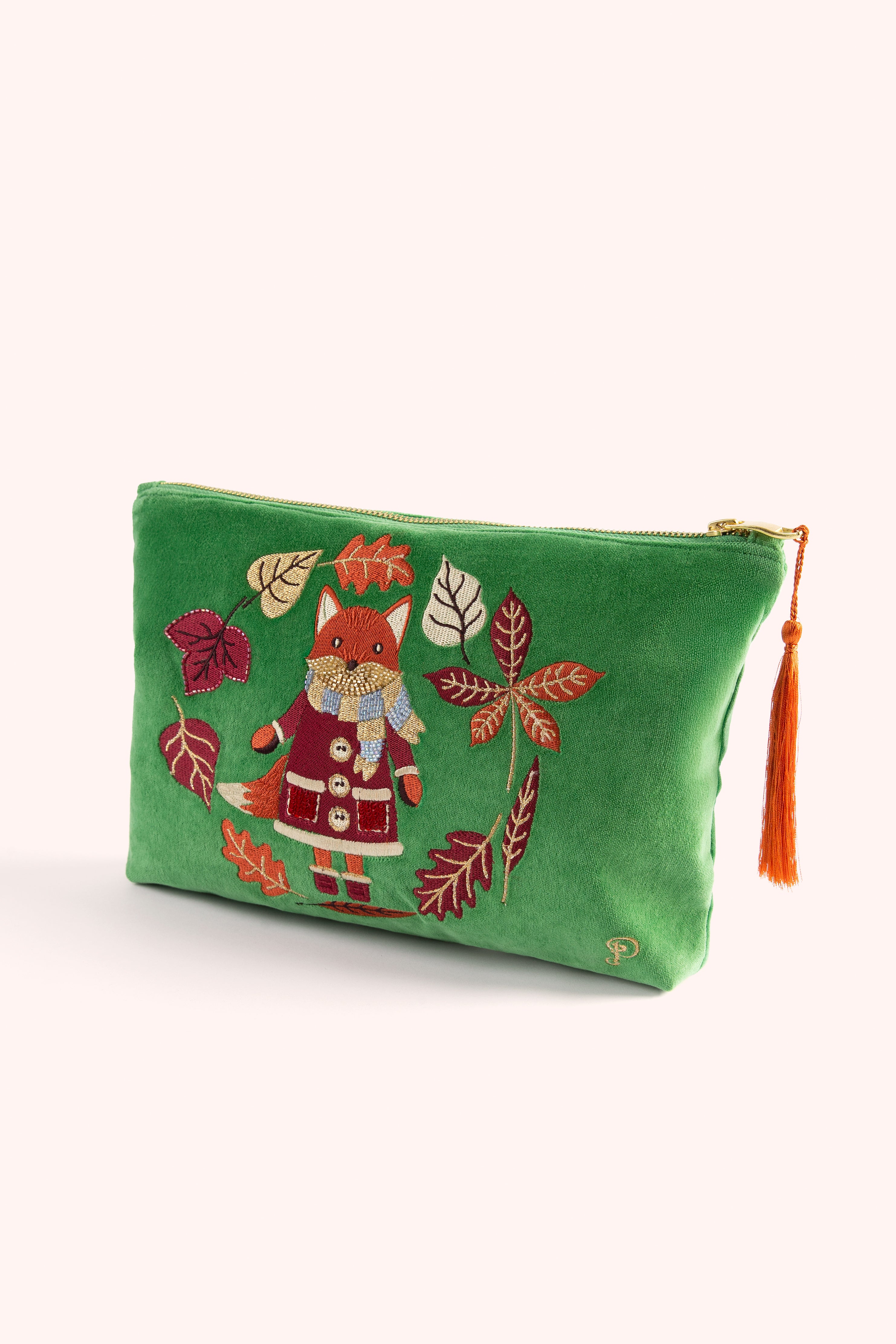 Velvet Zip Pouch Cosy Fox