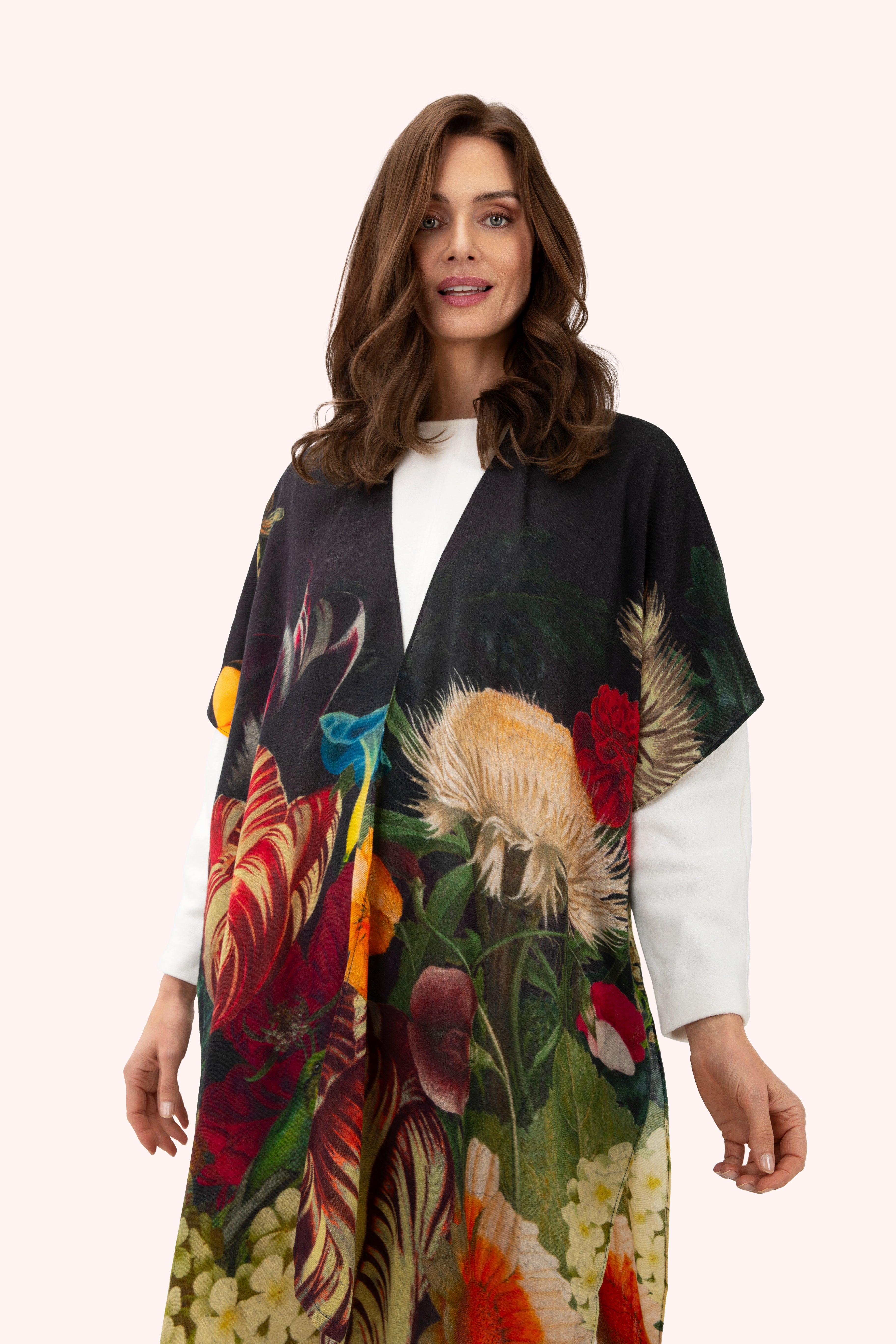 Wool Wraparound Opulant Florals Chocolate