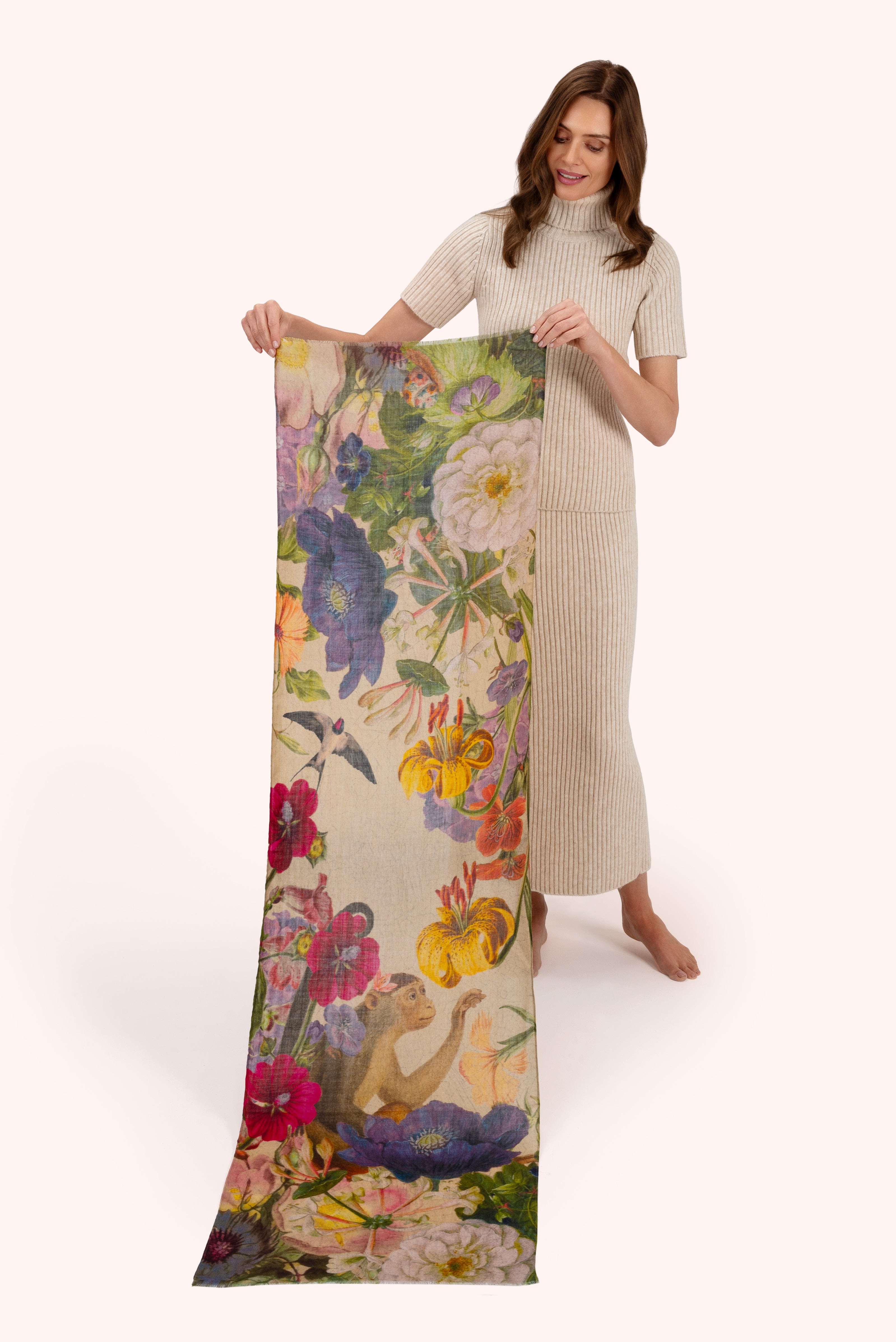 Wool Wrap Scarf Autumn Posy